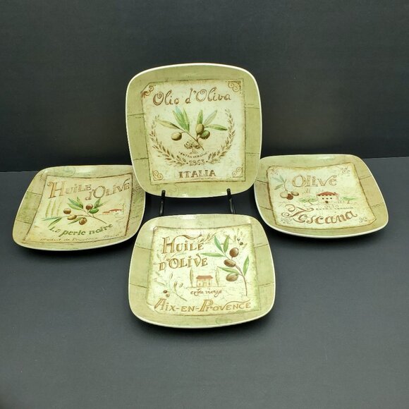Pfaltzgraff Olives Appetizer Snack Canape Plates Italian Themed Plates - Picture 1 of 7